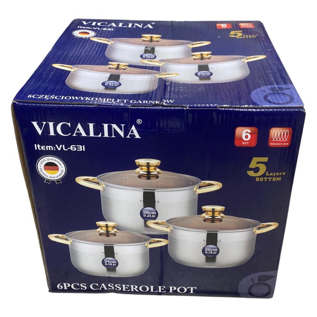Набор кастрюль    из нержавеющей стали  с темными крышками - VICALINA VL-631