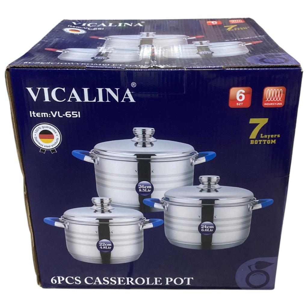 Набор кастрюль VICALINA  из нержавеющей стали с силиконовыми ручками -  VL-651 (2шт)