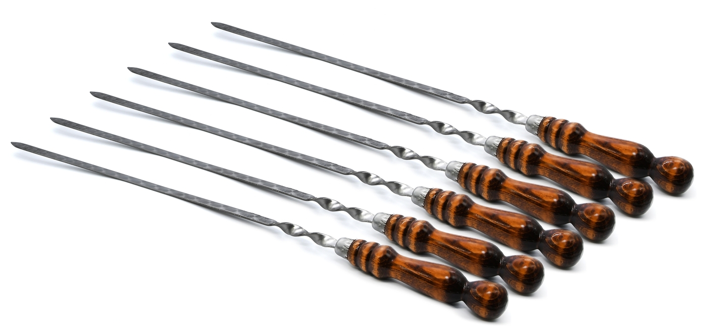 Шампура с деревянной ручкой     3х12х40см. (10 штук) - РК40-12