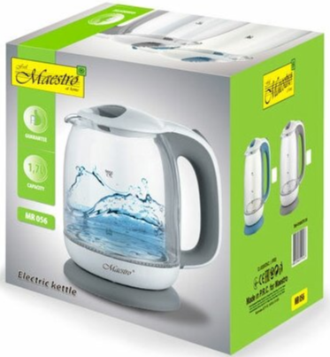 MR-056-GREY Эл.чайники стекло 1,7л(диск.)Maestro
