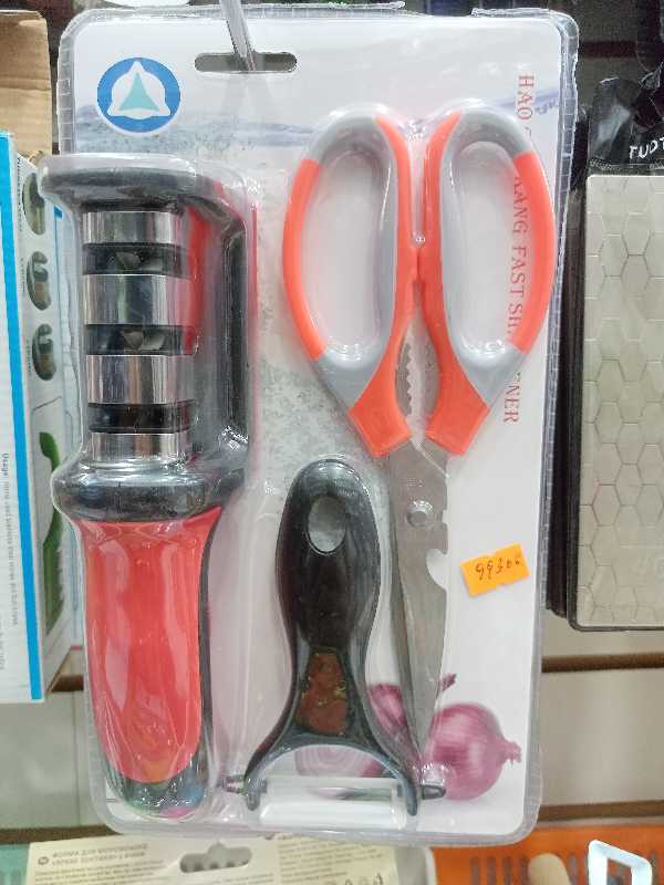 Набор кухонный 3предмета ножницы ножеточка овощечистка AH1-3PCS(96шт)